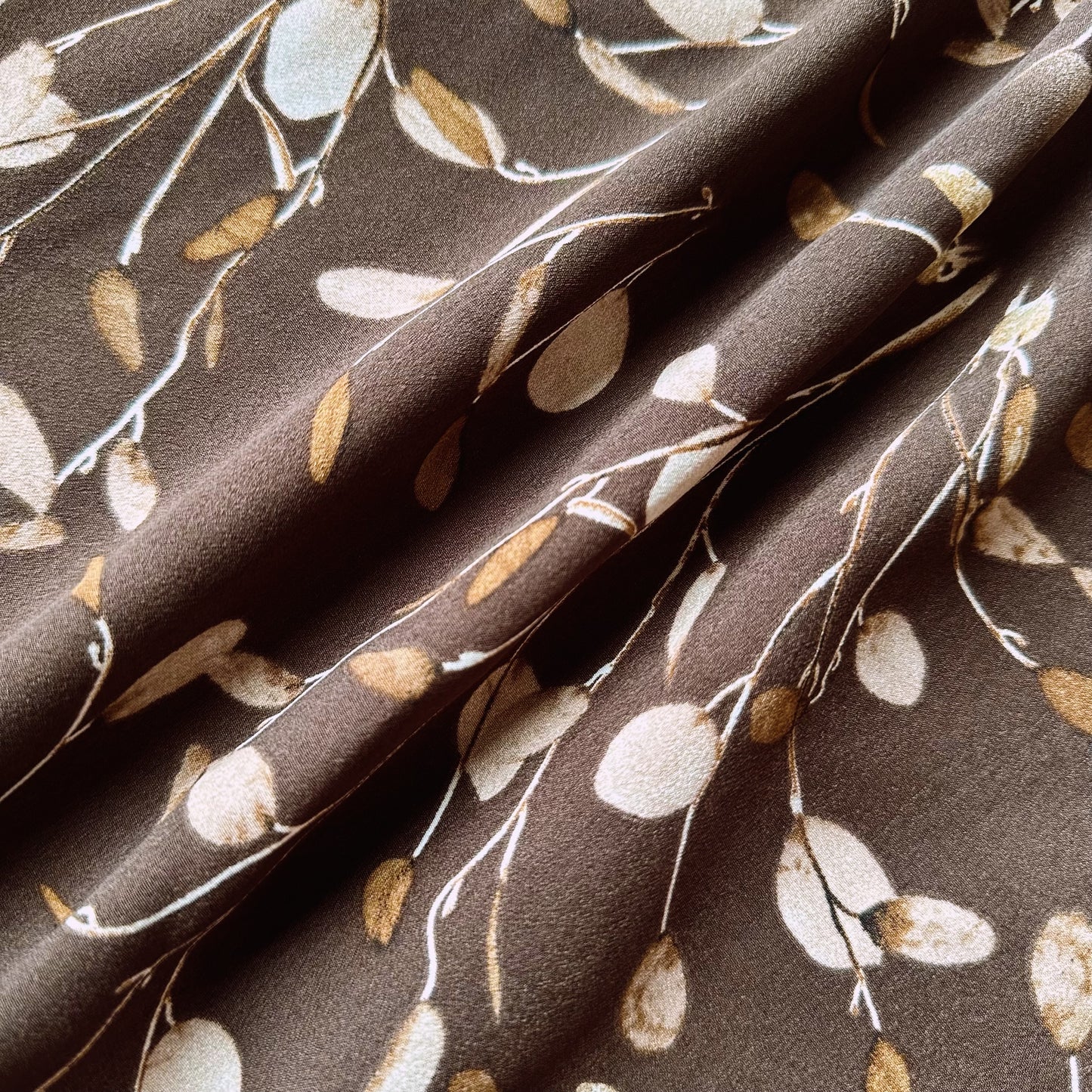 Brown Botanical Print Relaxed Dress