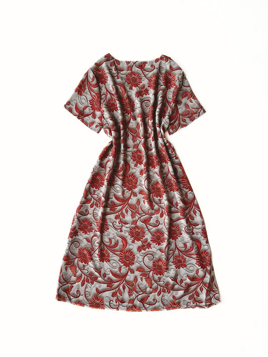 Red Baroque Floral Dress