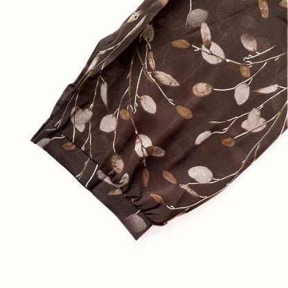 Brown Botanical Print Relaxed Dress