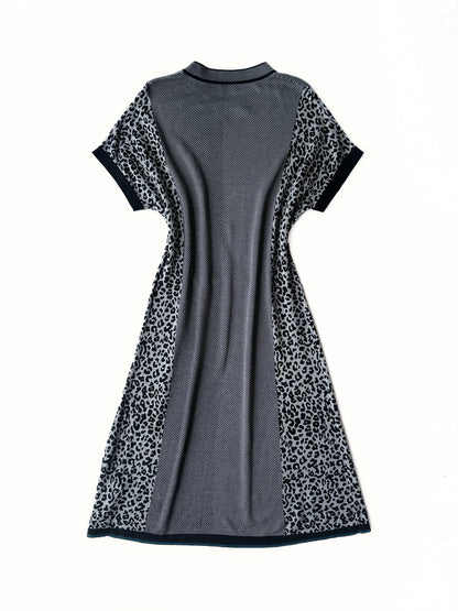 Graphic Panel & Leopard Print Straight Dress