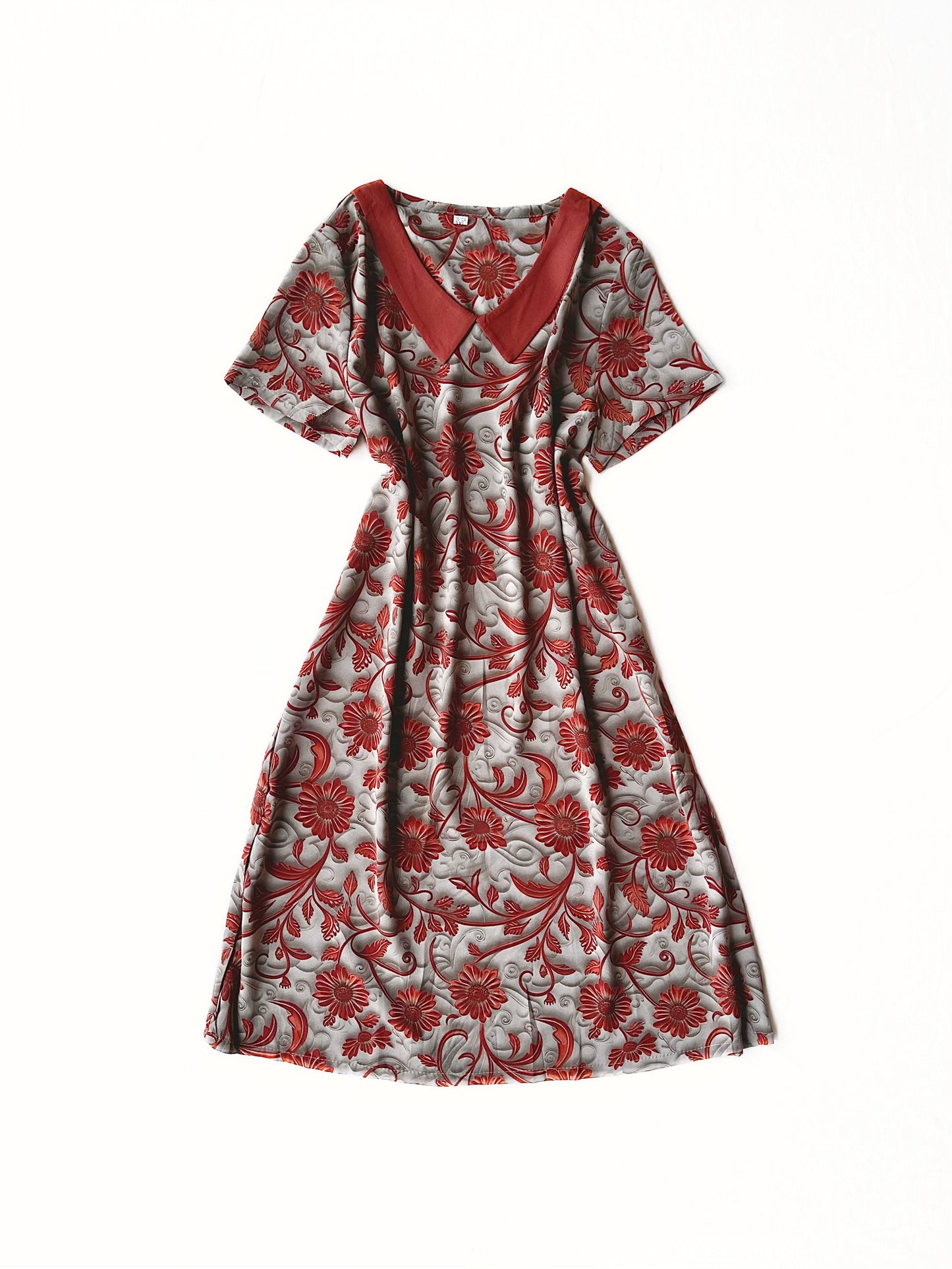 Red Baroque Floral Dress