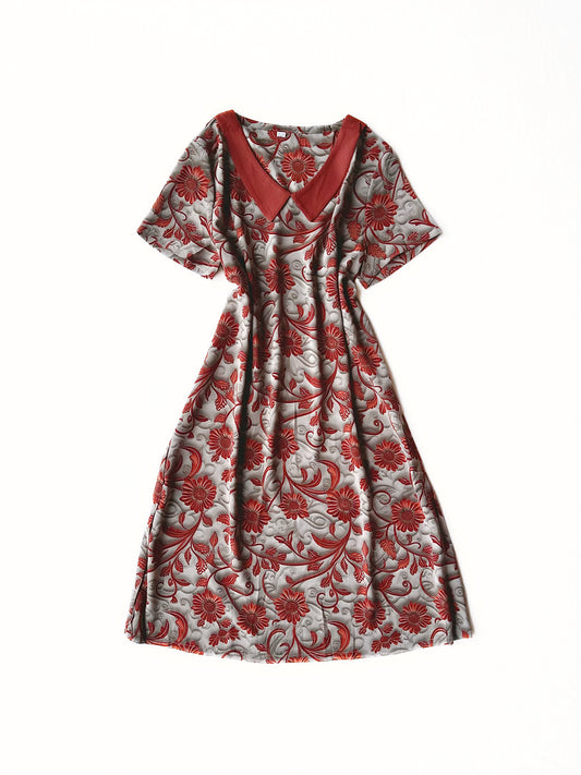 Red Baroque Floral Dress