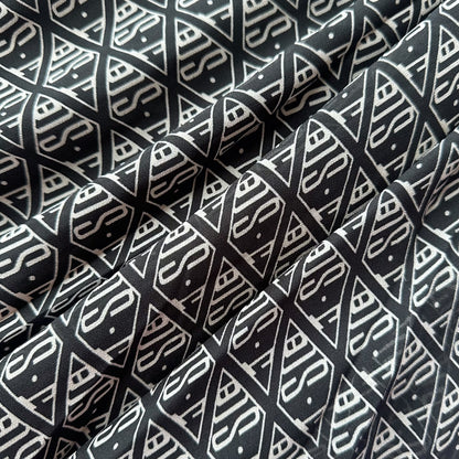 Geometric Print Elastic Waist Midi Dress