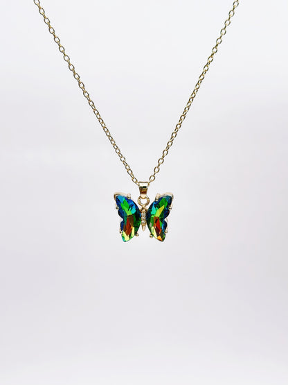 Iridescent Butterfly Charm Necklace
