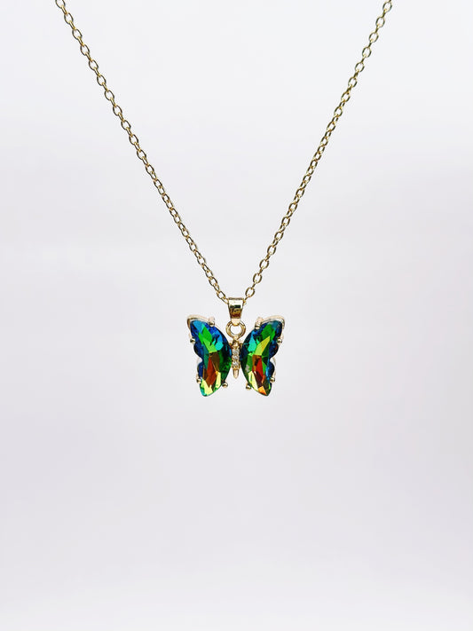 Iridescent Butterfly Charm Necklace