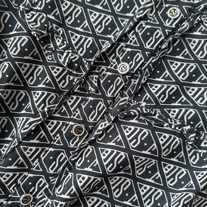 Geometric Print Elastic Waist Midi Dress