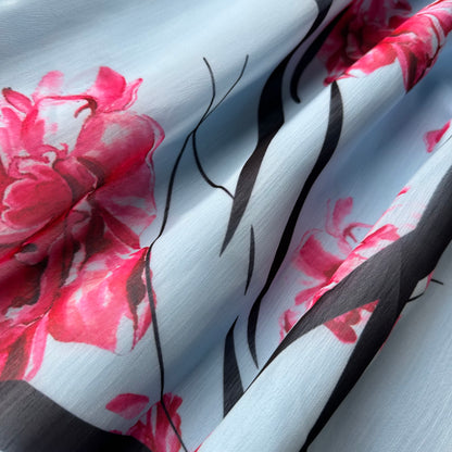 Sky Blue Brushstroke Floral Dress