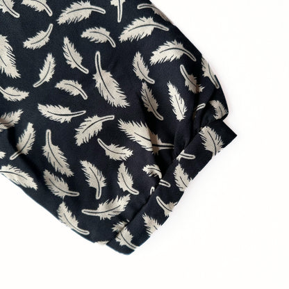 Feather Print Drawstring Waist Dress