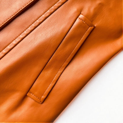 Cognac Leather Trench Coat with Belt