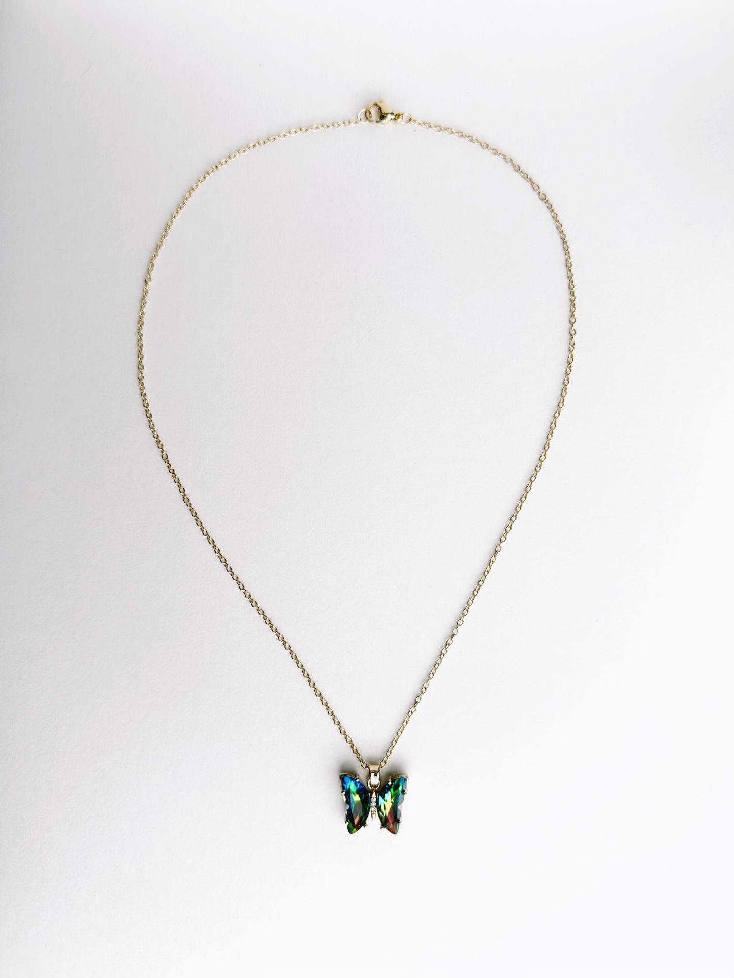 Iridescent Butterfly Charm Necklace