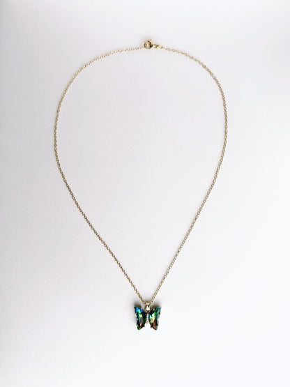 Iridescent Butterfly Charm Necklace