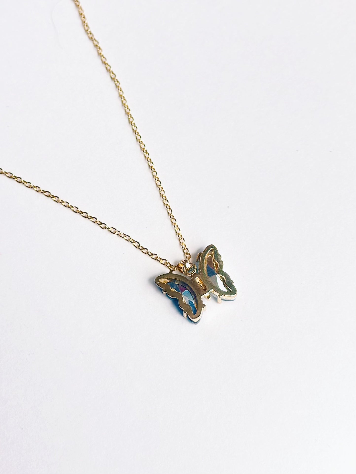 Iridescent Butterfly Charm Necklace