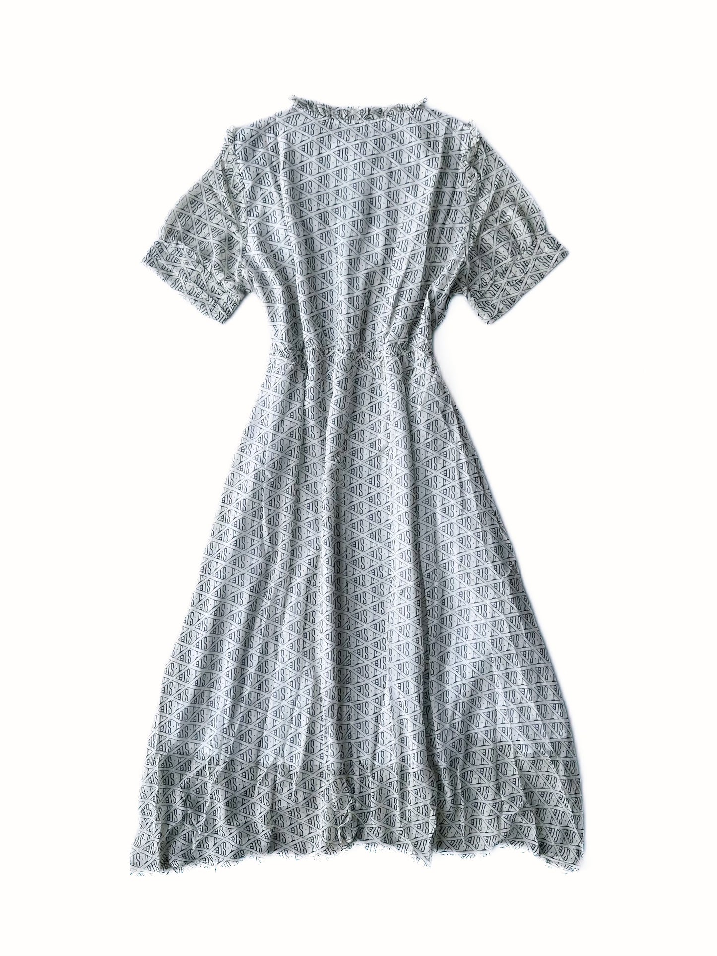 Geometric Print Elastic Waist Midi Dress