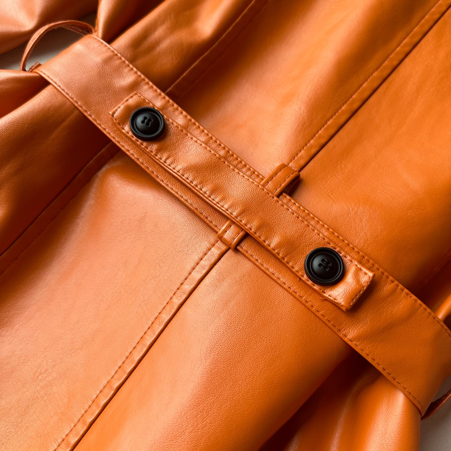 Cognac Leather Trench Coat with Belt