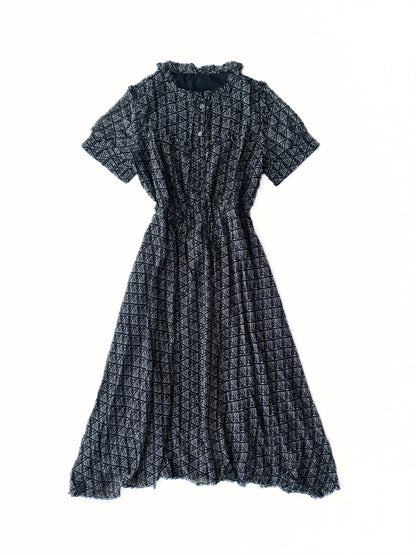 Geometric Print Elastic Waist Midi Dress