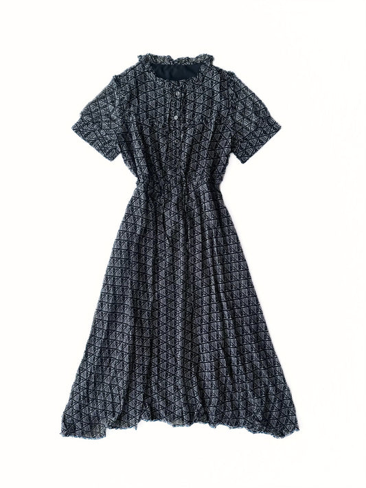 Geometric Print Elastic Waist Midi Dress