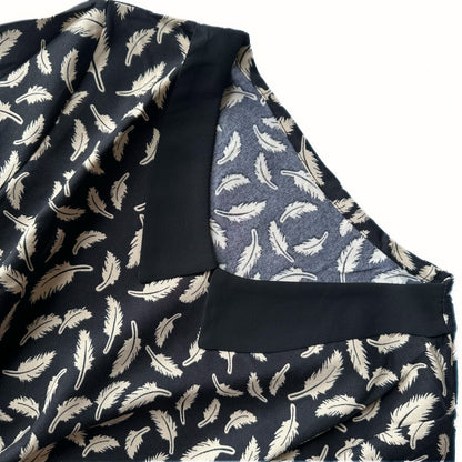 Feather Print Drawstring Waist Dress