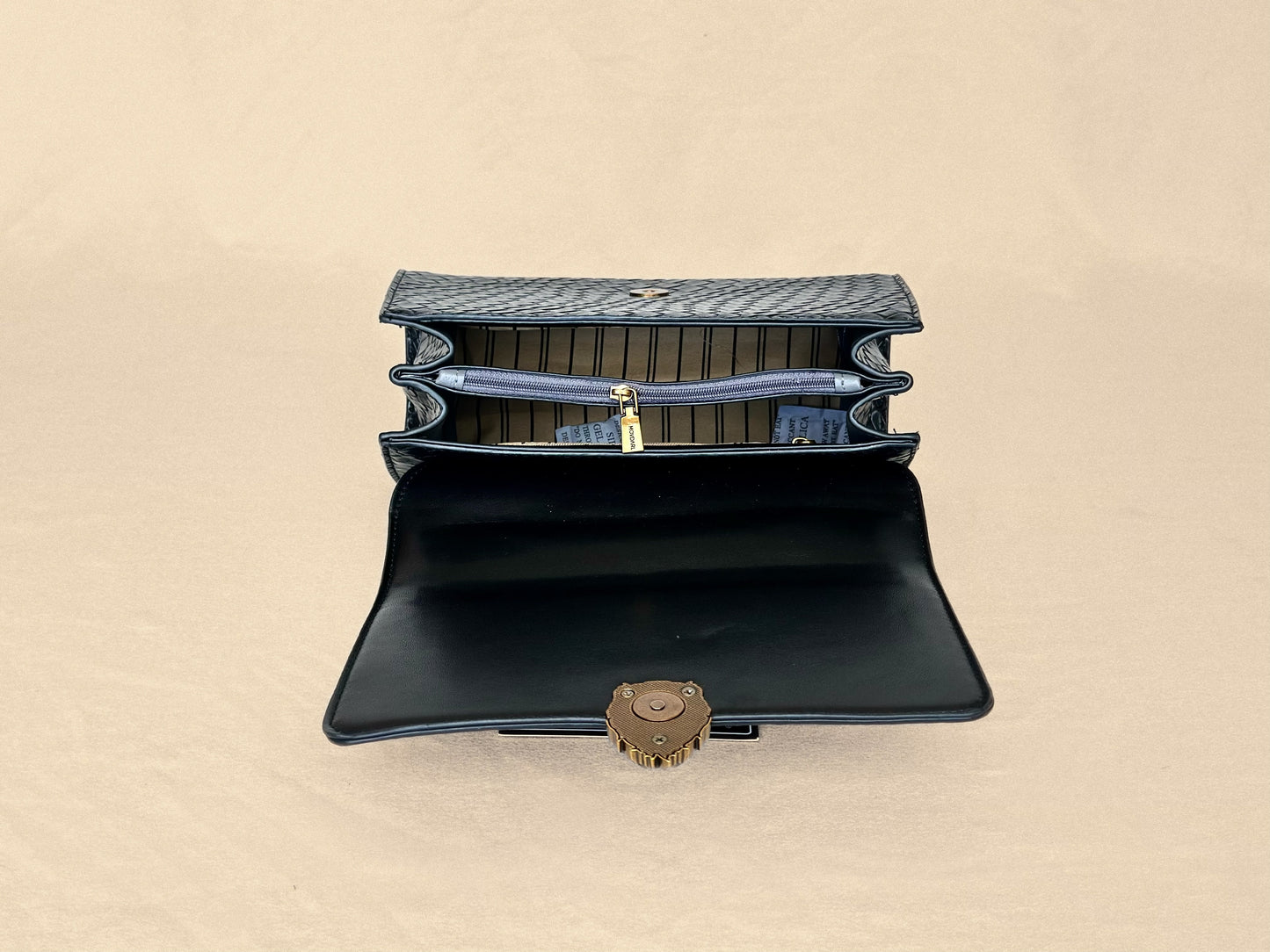 Black Lion Structured Genuine Leather Top Handle Bag