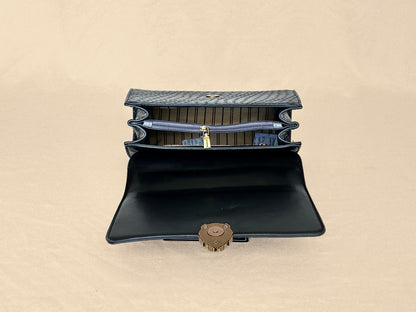 Black Lion Structured Genuine Leather Top Handle Bag