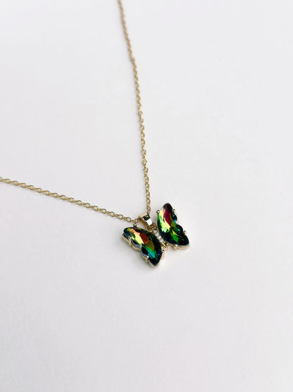 Iridescent Butterfly Charm Necklace