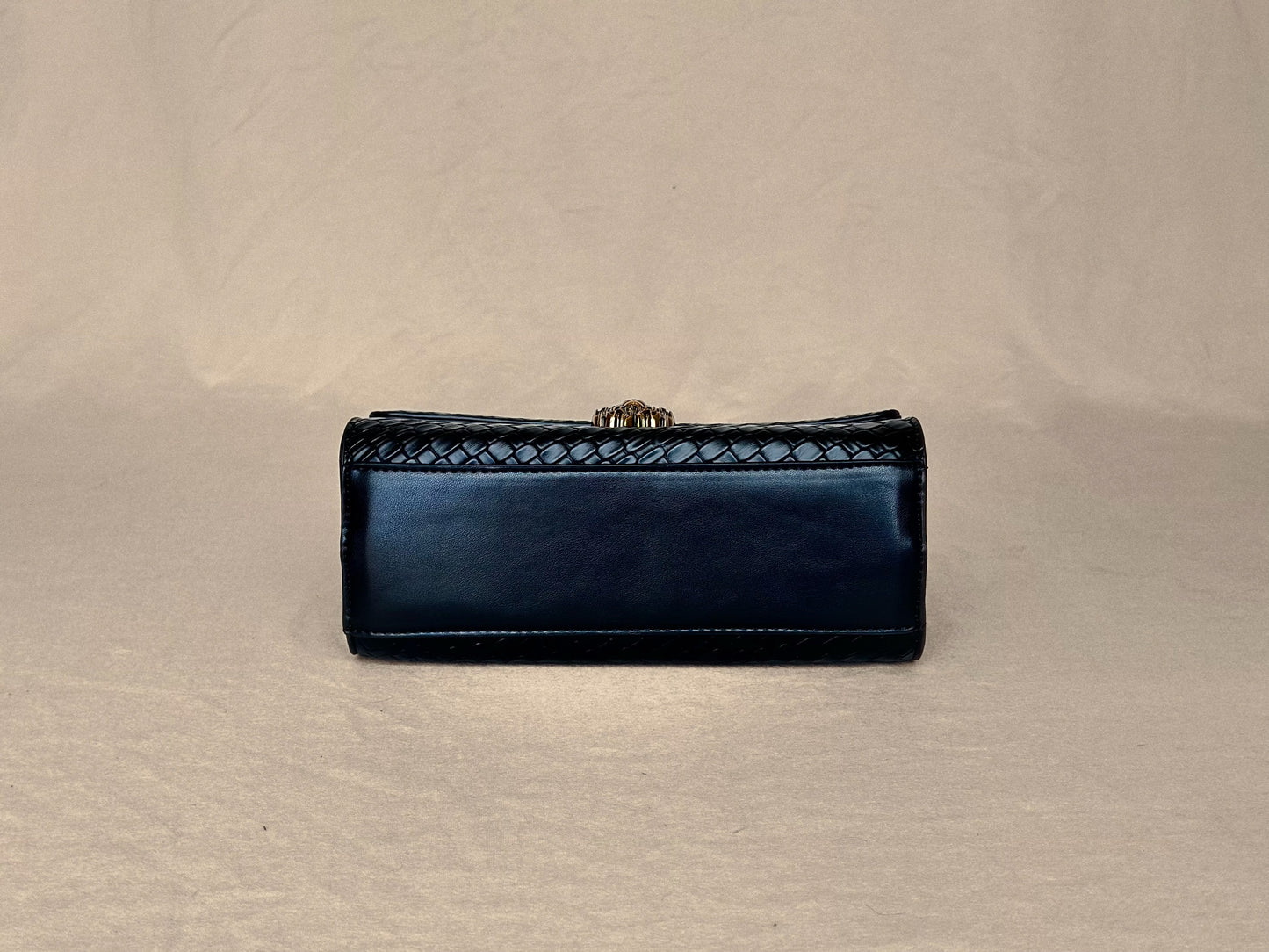 Black Lion Structured Genuine Leather Top Handle Bag