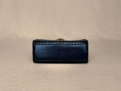 Black Lion Structured Genuine Leather Top Handle Bag