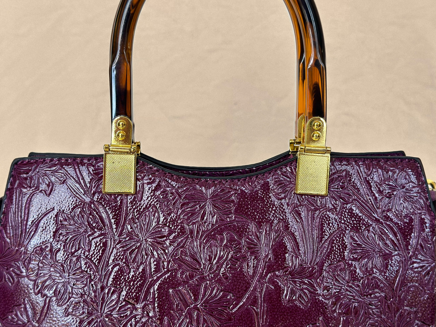 Plum Embossed
Vintage Top Handle Bag