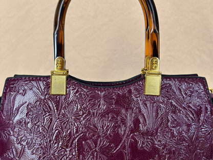 Plum Embossed
Vintage Top Handle Bag
