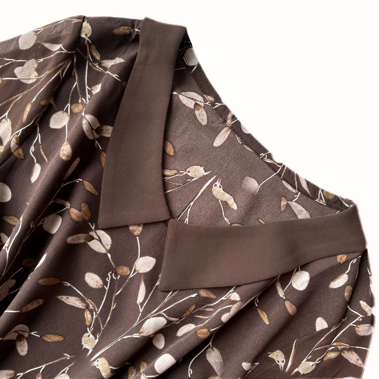 Brown Botanical Print Relaxed Dress