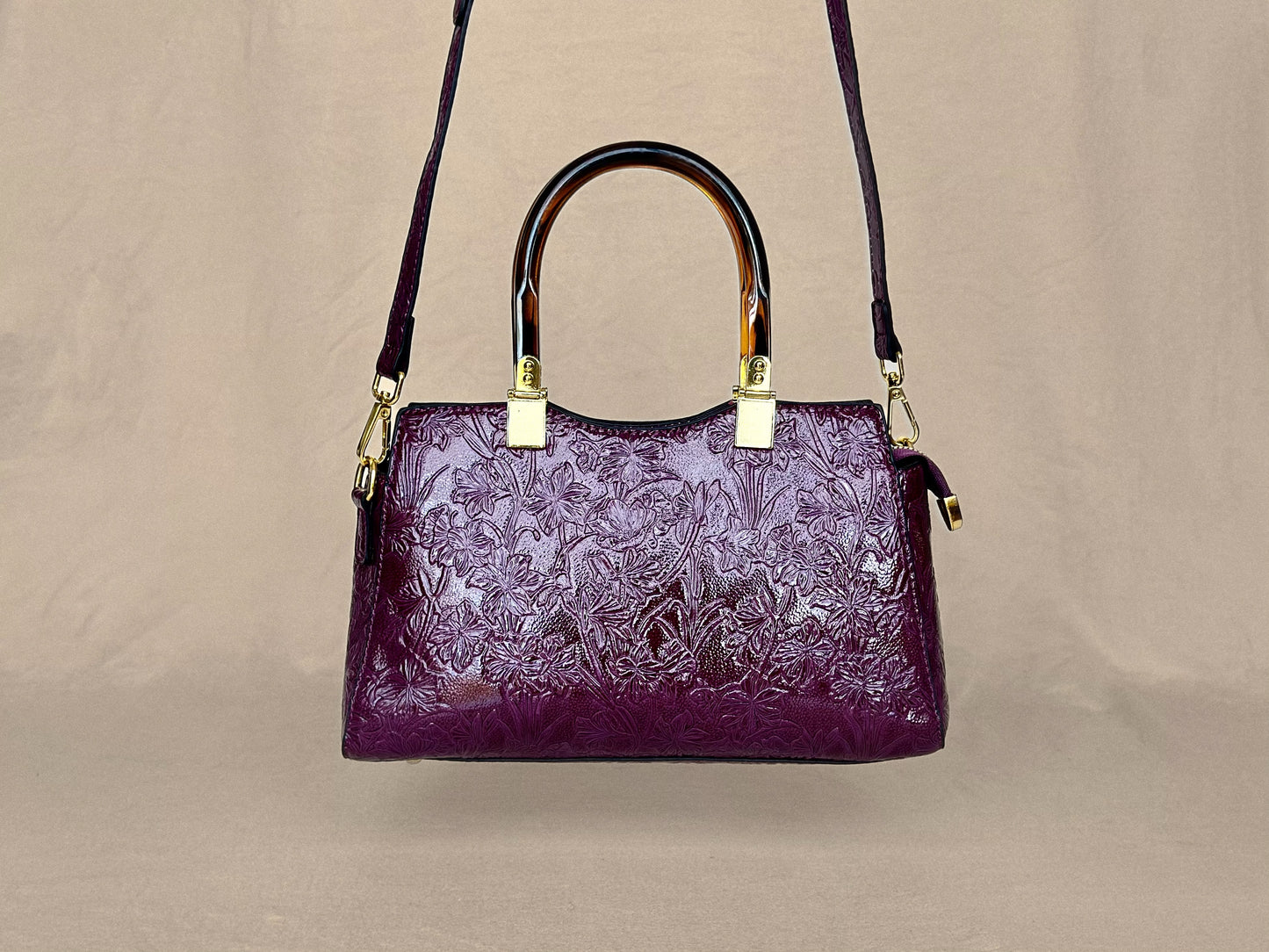Plum Embossed
Vintage Top Handle Bag