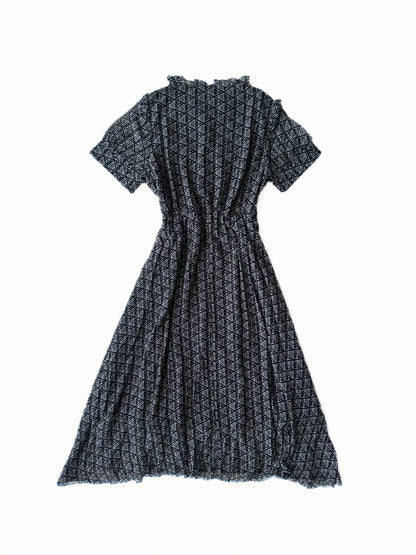 Geometric Print Elastic Waist Midi Dress