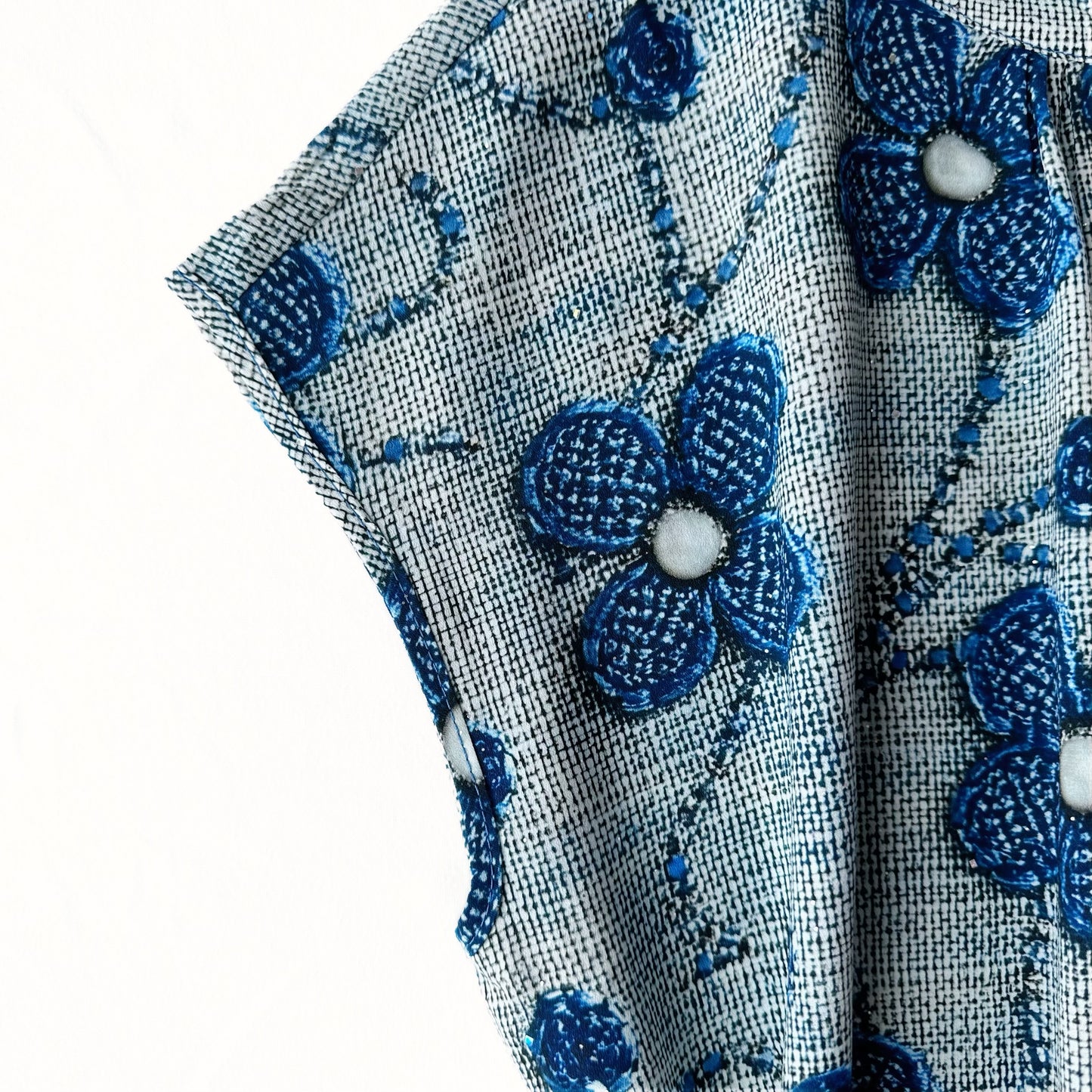 Blue Floral Drawstring Waist Dress