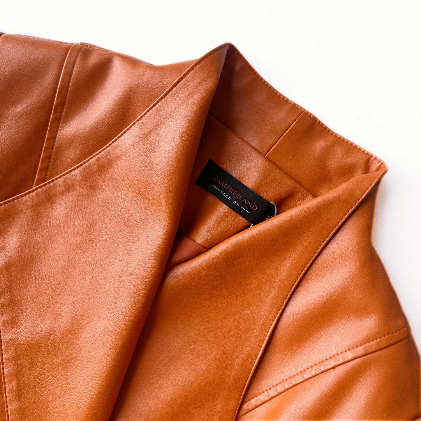 Cognac Leather Trench Coat with Belt