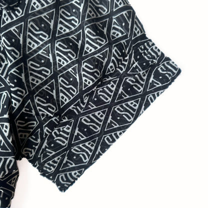 Geometric Print Elastic Waist Midi Dress