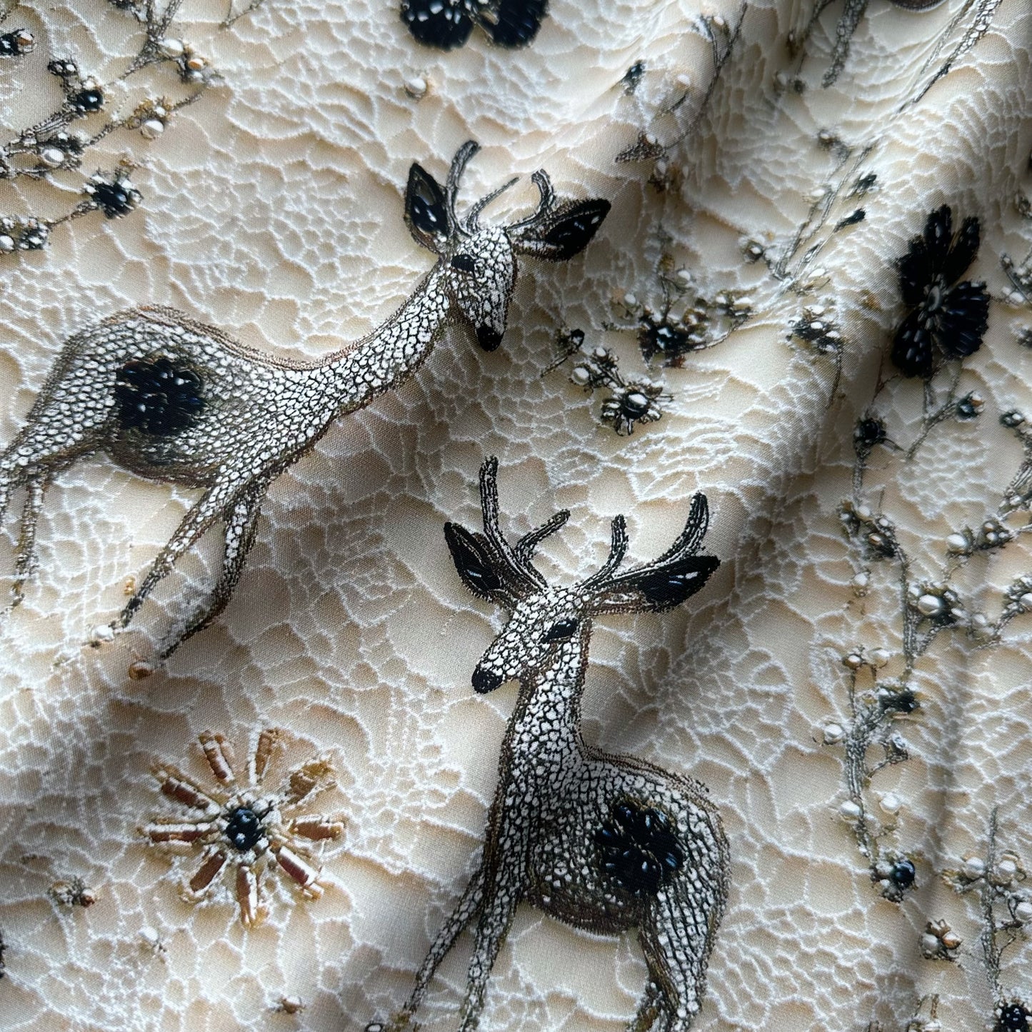 Embroidered Deer Lace Dress