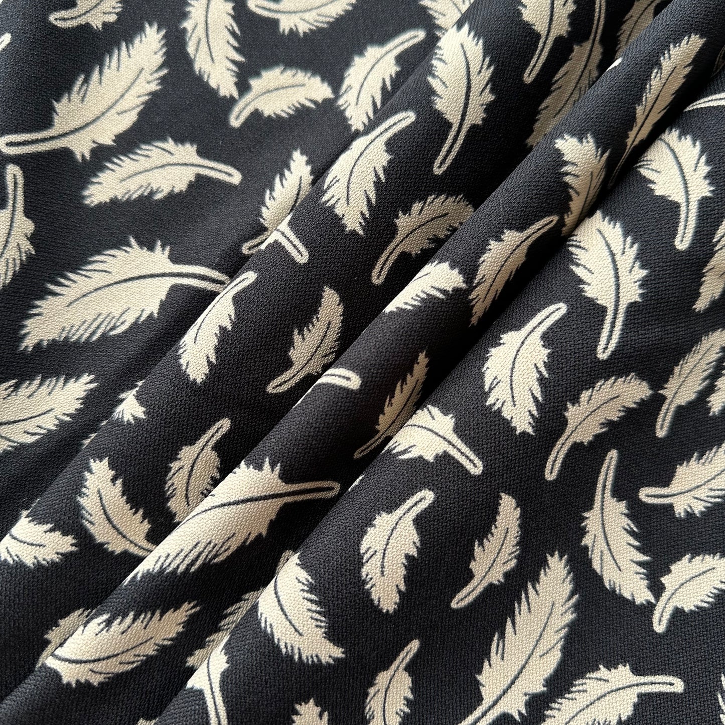 Feather Print Drawstring Waist Dress