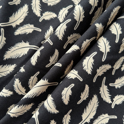 Feather Print Drawstring Waist Dress