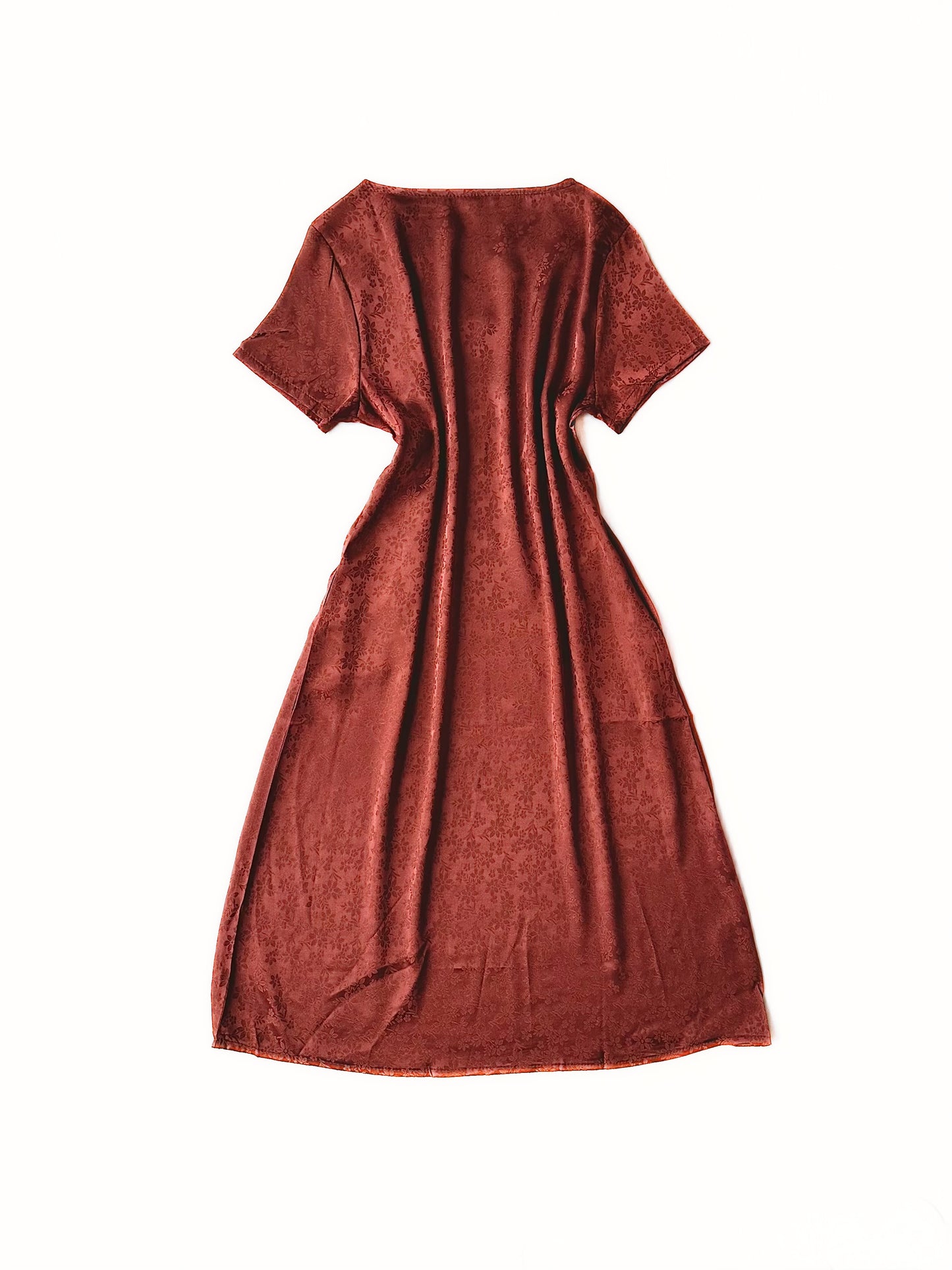 Rust Floral Jacquard Straight Dress