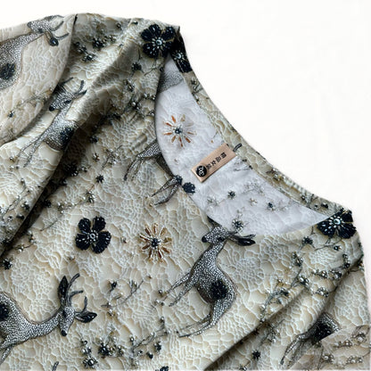 Embroidered Deer Lace Dress