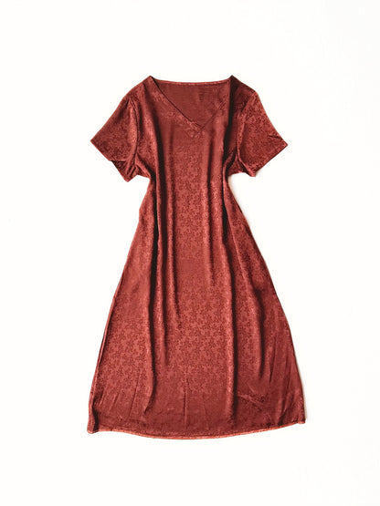 Rust Floral Jacquard Straight Dress